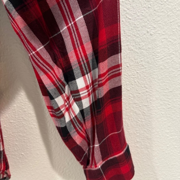 Loft Women's Red Black Plaid Long Sleeved Blouse Top XL - Picture 4 of 8